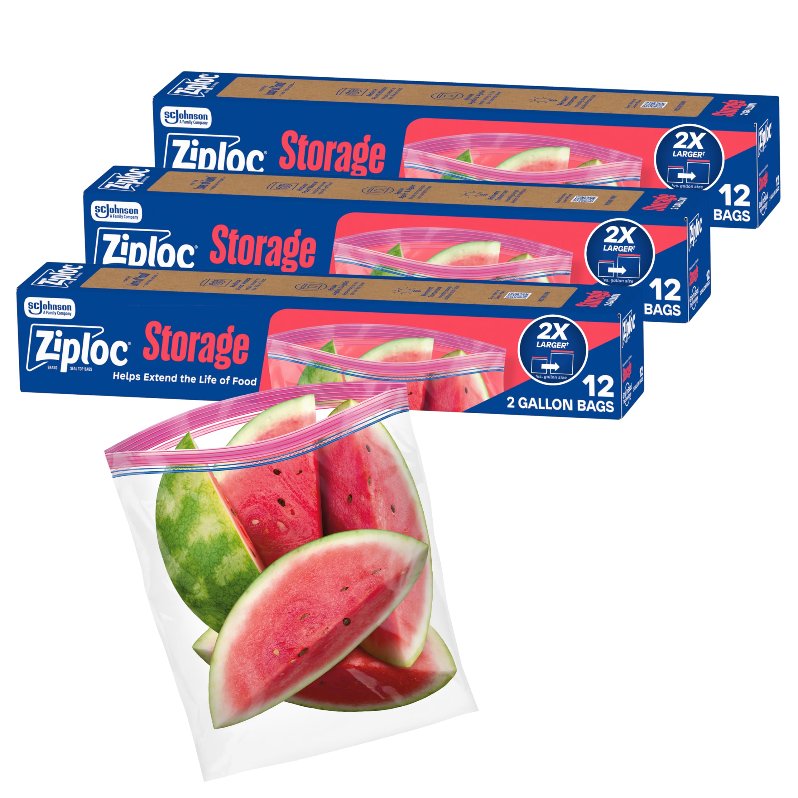 Ziploc Storage Bags, Two Gallon, 3 Pack, 12 ct : Amazon.ca: Home
